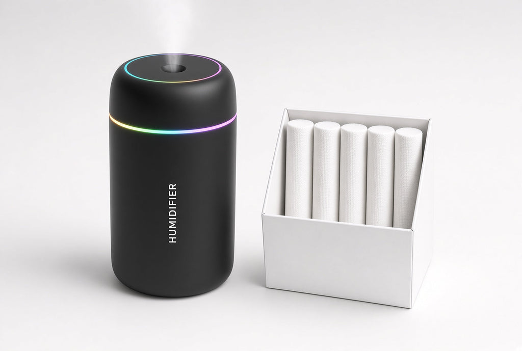 Humidificateur noir avec 5 mèches de recharge incluses